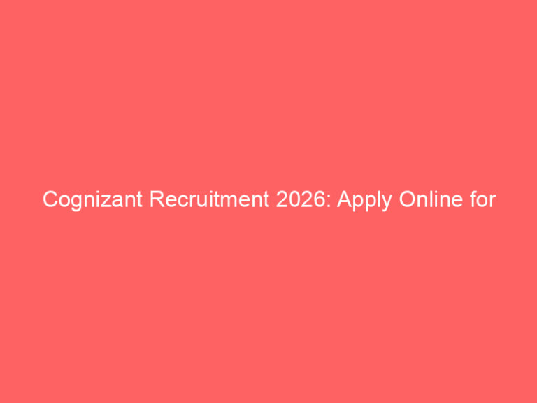 Cognizant Recruitment 2026: Apply Online for UX/UI Product Designer (Singapore)